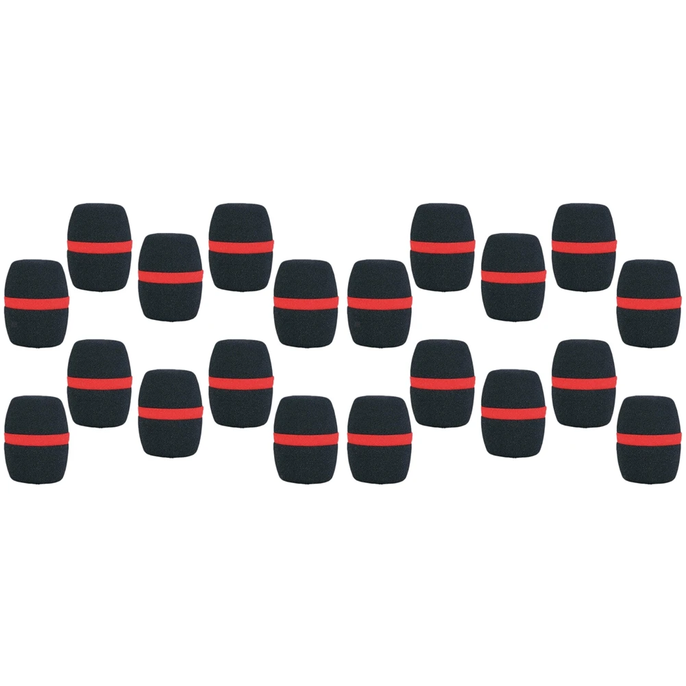 AA84 20 قطعة ميكروفون مسرحي محمول بالزجاج الأمامي غطاء ميكروفون من الفوم كاريوكي أسود