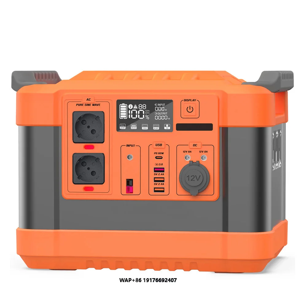 2200W Solar Generator Lifepo4 Battery Home Outdoor Emergency Portable Power Station With Wireless Charging