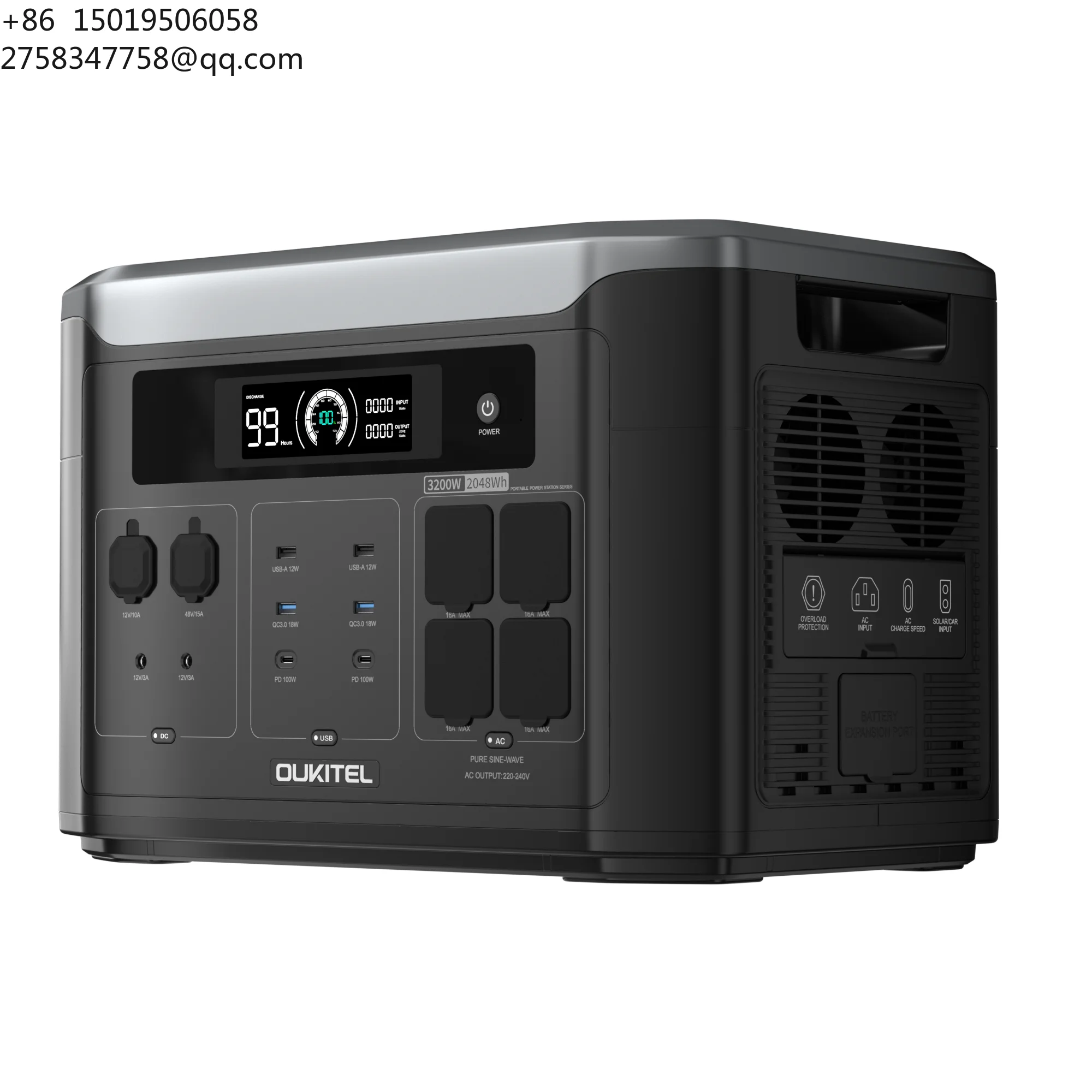 3200W Portable Power Station Outdoor Home Backup Solar Generator With 2048Wh Lifepo4 External Battery