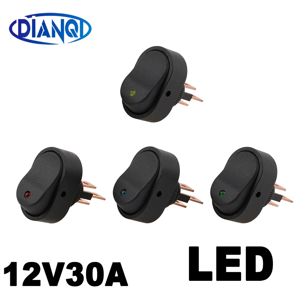 

ASW-20D 12V 30A LED Light Car Boat Modificator Switch ON-OFF Cat-Eyes Dot LED Light Rocker Switch with 3Pin Copper Terminal Red