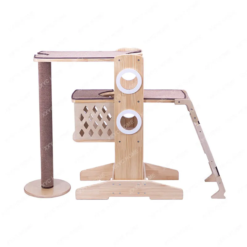 

Cat Climbing Frame Small Solid Wood Cat Nest Cat Tree Integrated Free Combination Scratching Pole DIY Cat Villa