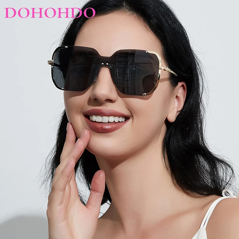 

DOHOHDO Oversized Punk Sunglasses Women 2024 Brand Designer Metal Big Frame Luxury Men Shades Sun Glasses Eyewear Gafas UV400