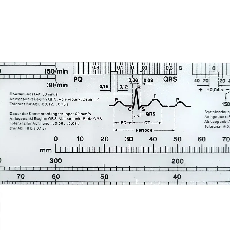 Electrocardiogram ECG Ruler Cardiogram Transparent Soft Heart Rate Ruler Aggregate Analysis Measuring Tool for Nursing 24*5cm