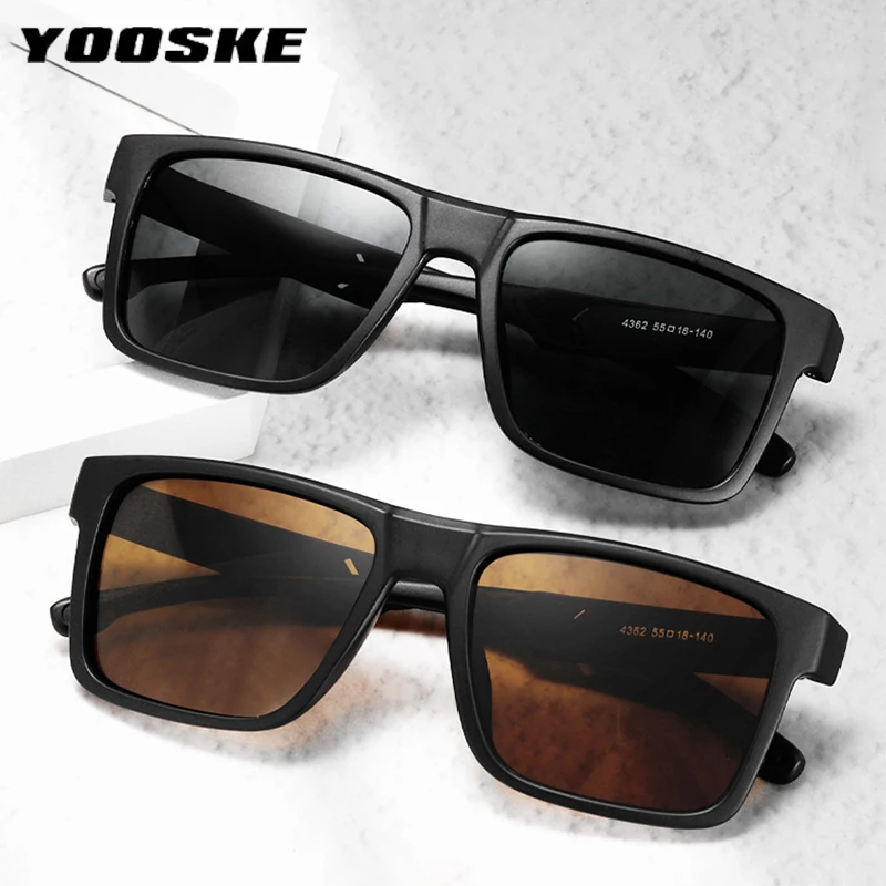 YOOSKE Men's Sports Polarized Sunglasses Luxury Brand Designer Driving Sun Glasses Square Color Film Goggles Male