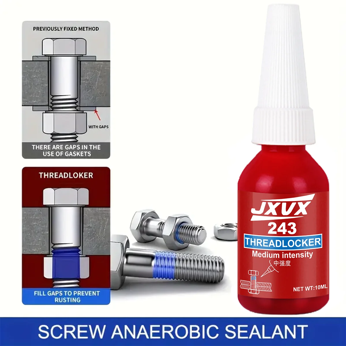 接着剤、高温抵抗力がある嫌気性接着剤、自動車、機械類、工場直売を締める鉄骨フレームのために適した締める LOOLIFL 243 15ml の速い乾燥の強い糸