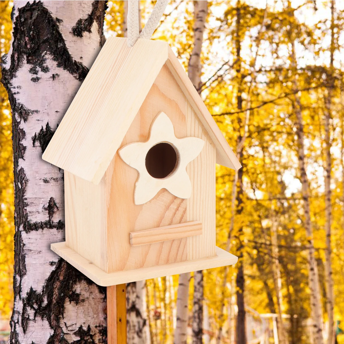 

Wooden Bird Nest Decoration Handmade Hanging Paintable Outdoor Garden Balcony DIY Crafts Wooden Birds House Gifts