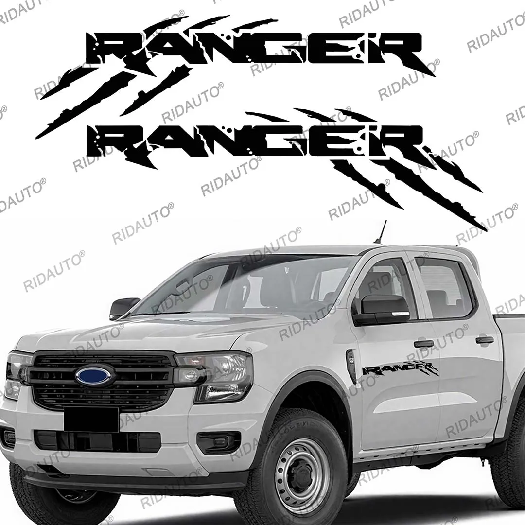 

2 шт. наклейки для бездорожья, пикапа, дверь, боковые наклейки из ПВХ, подходят для Ford Ranger XLT Lariat Raptor T6 T7 T8 T9 2013 2018 2021 2025+