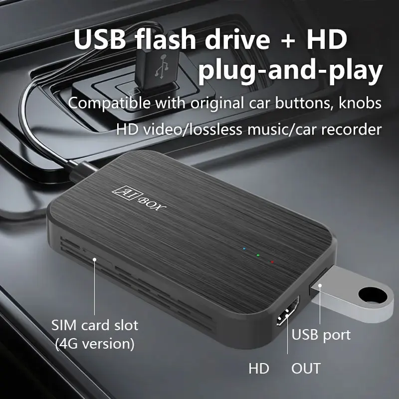 新しい車載AIボックス、CarPlay有線/無線CarPlayアダプター、Android Autoマルチメディア、Car Play TVボックス、YouTube Netflixアクセス対応