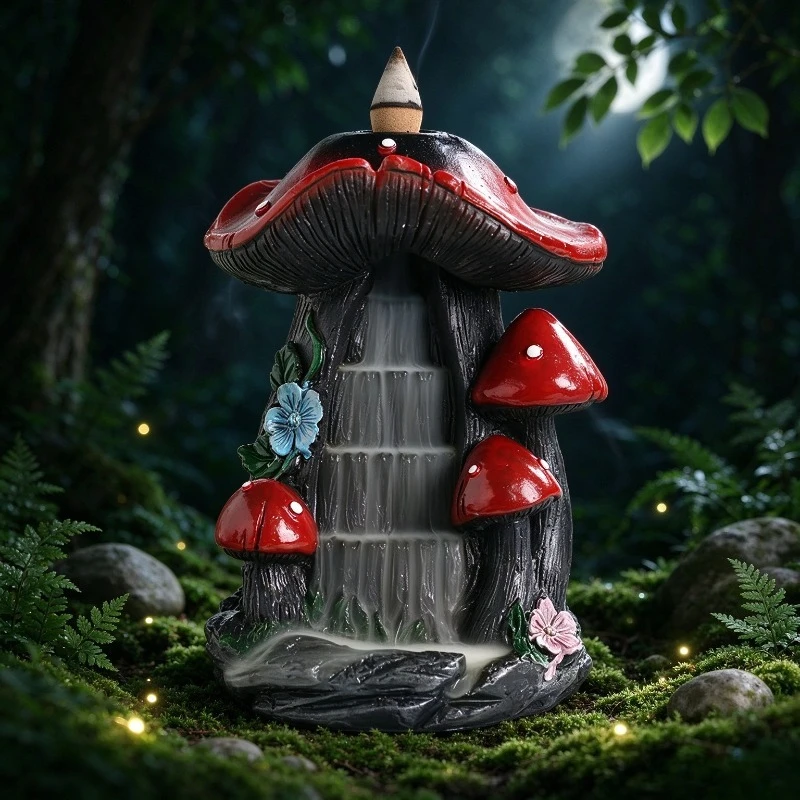 Resin Sandalwood Censer Home Decorations Creative Mushroom North American Style Reverse Flow Incense Burner Craft Gifts