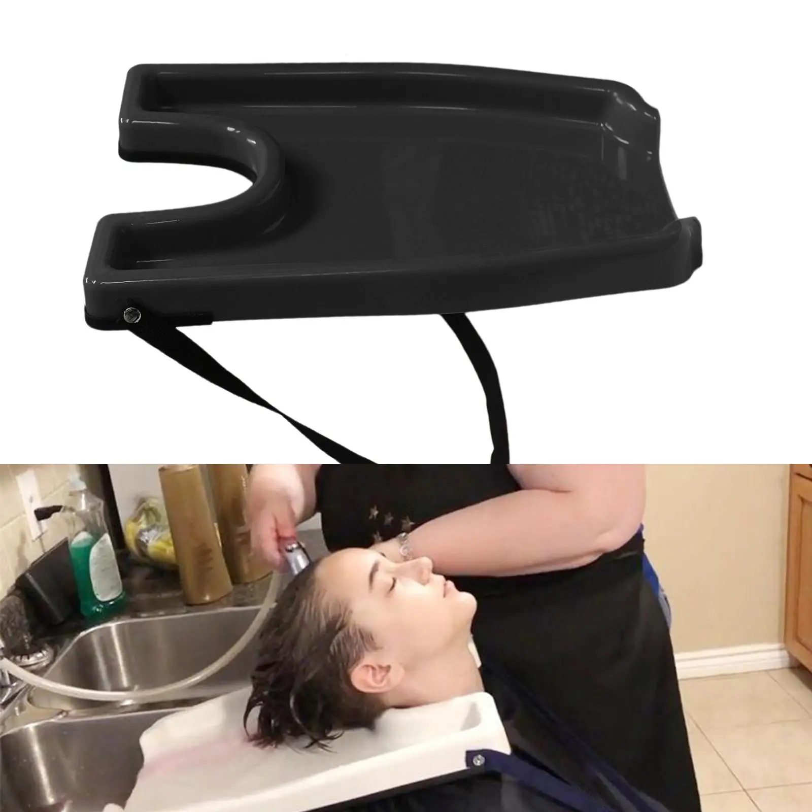 

Portable Hair Backwash Washing Tray Sink for Home or Salon (Use with ) - Black