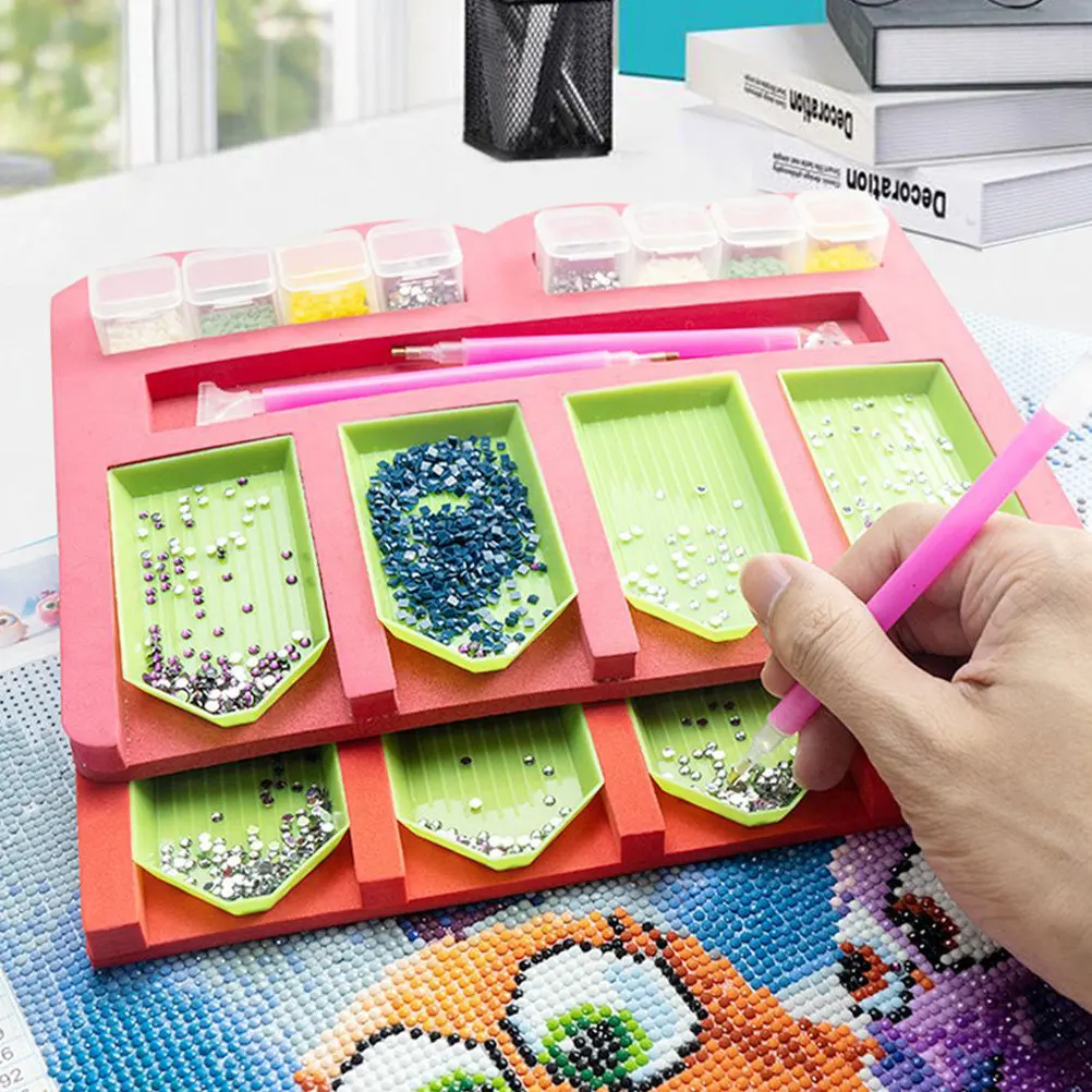 

10Pcs Tray Organizers Drill Storage Multi-Slot Holder for DIY Rhinestone Art Accessories Drill Embroidery Tools