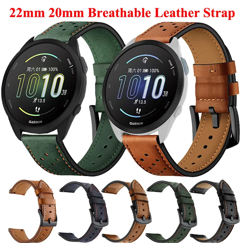 22 mm 20 mm Lederband für Garmin Forerunner 55 165 158 970 570 745 965 245 645 255 255 265 Musik Vivoactive 3 4 5 6/Venu 2 3