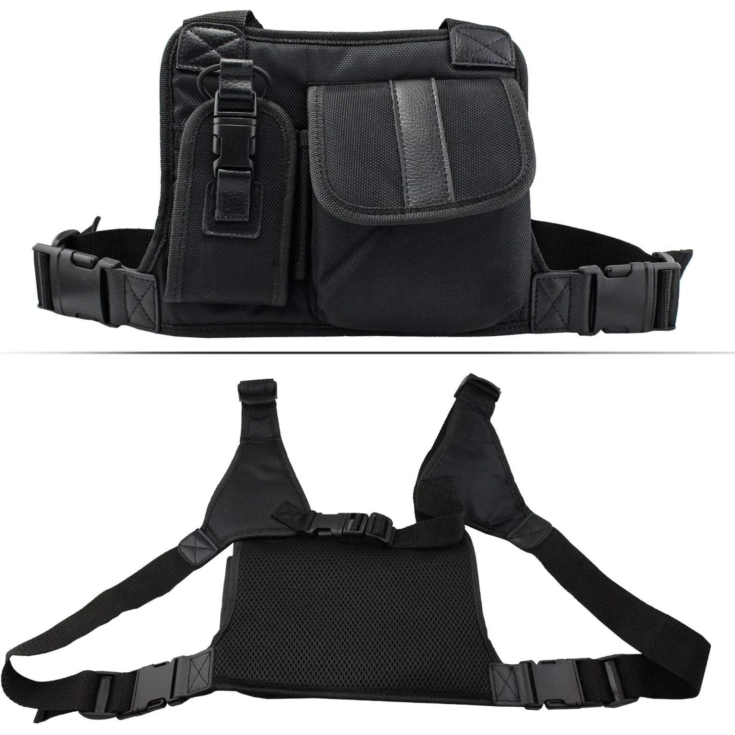 Universal Radio Harness Peito Rig Bag, Coldre Ombro Colete, Pacote de bolso, Rádio em dois sentidos, Polícia Contato Dispositivo Acessórios