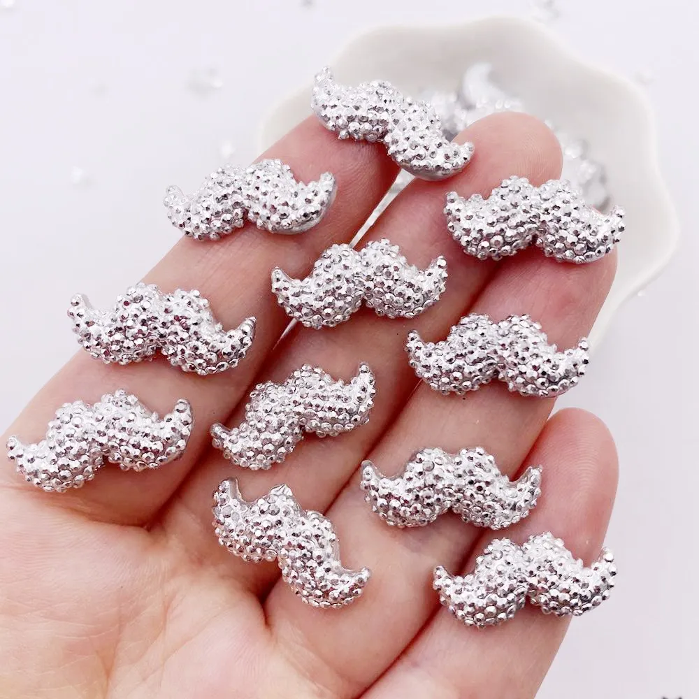 Fai da te 6*17mm / 9*20mm resina argento barba Flatback strass bambino scrapbook/accessori per Applique da sposa sculture SF213