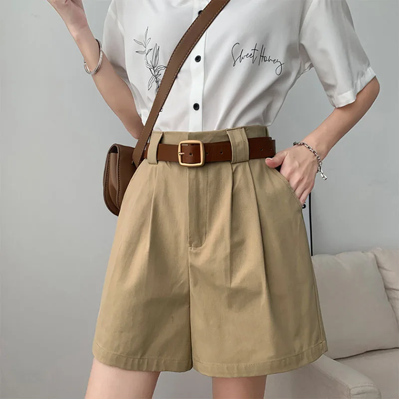 2025 New Wide Leg Shorts for Women Vintage Loose High Waisted Office Lady Suit Shorts Versatile Classic Loose Casual Short Pants