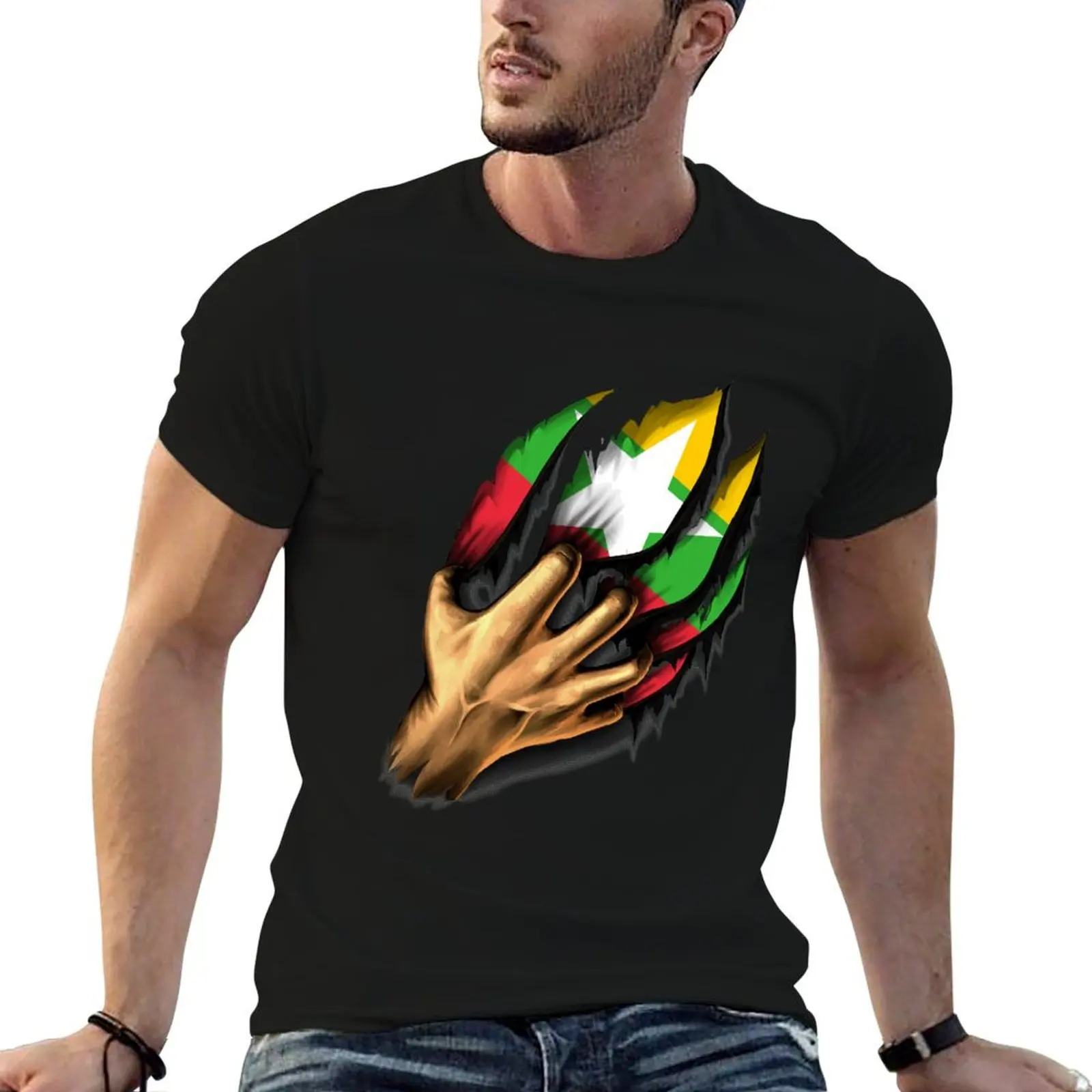 

Burmese in Me Myanmar Flag DNA Heritage Roots Gift T-Shirt man t shirt graphic man t shirt heavy cotton T-Shirt