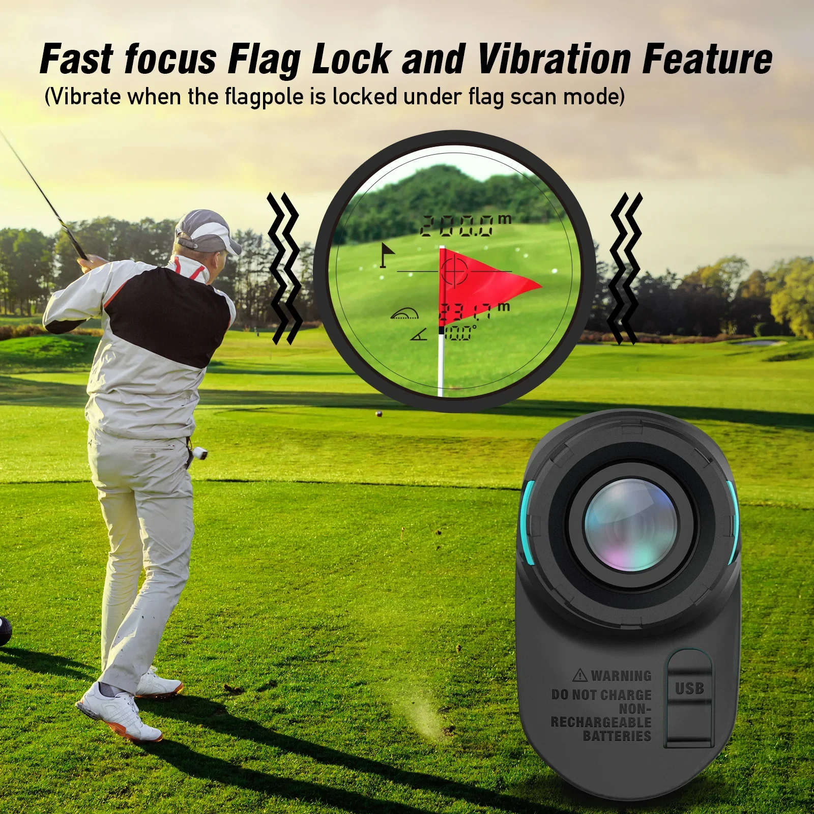 Mileseey PF260 Golf Distance Meter 600M Laser Rangefinder with Slope,Vibration,Magnetic,Rechargeable suitable for Golf Hunting