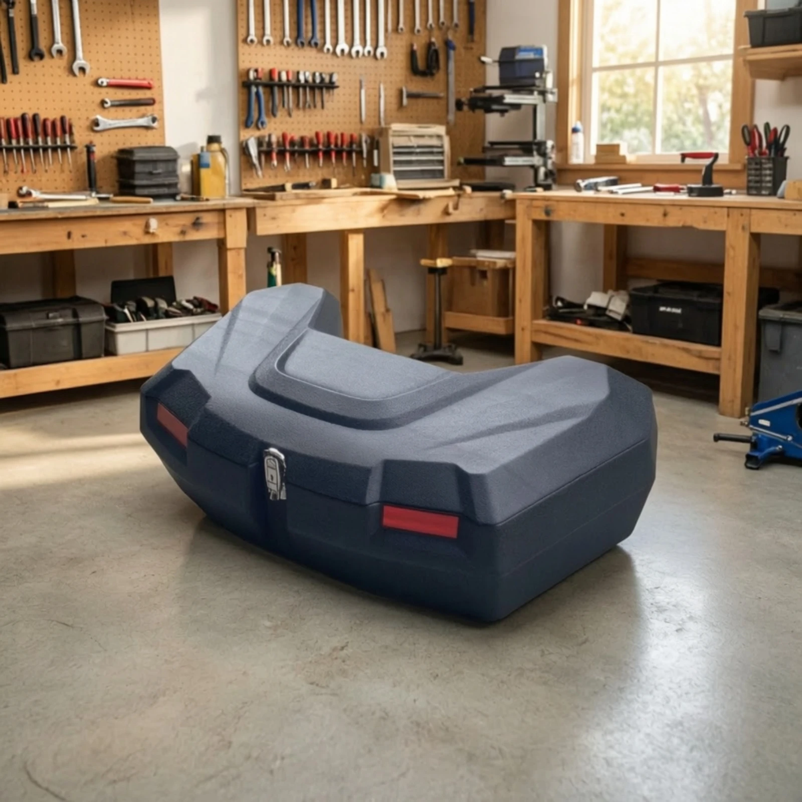 Hard-Shell Rear ATV Cargo Box Long-Lasting Rear Four-Wheeler Storage Box with Hinged Lid Heavy-Duty Wear-Resistant