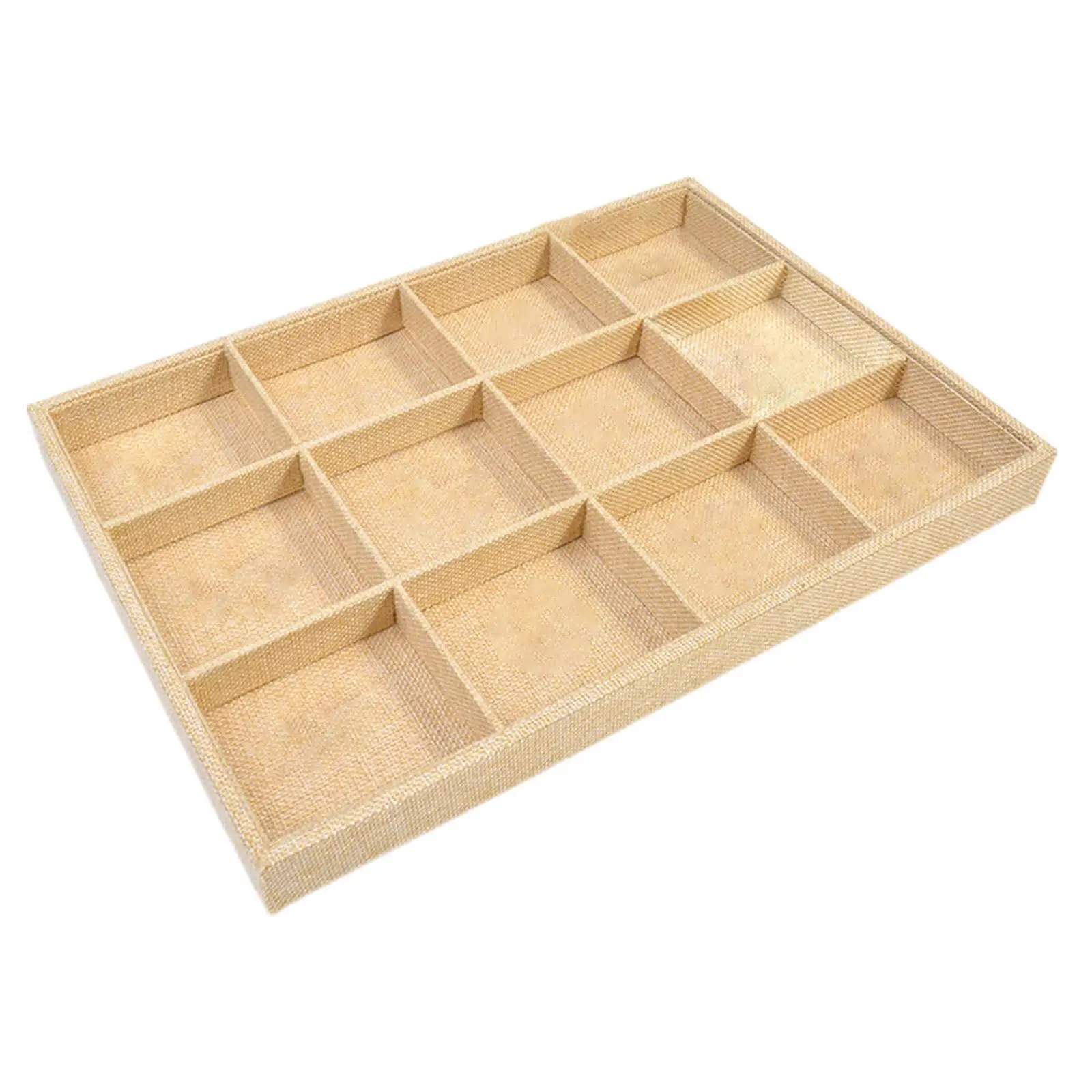 Burlap Jewelry Storage Tray Organizer Box for Rings Necklaces Bracelets Earrings Display Stand Tabletop Holder Showcase Drawer