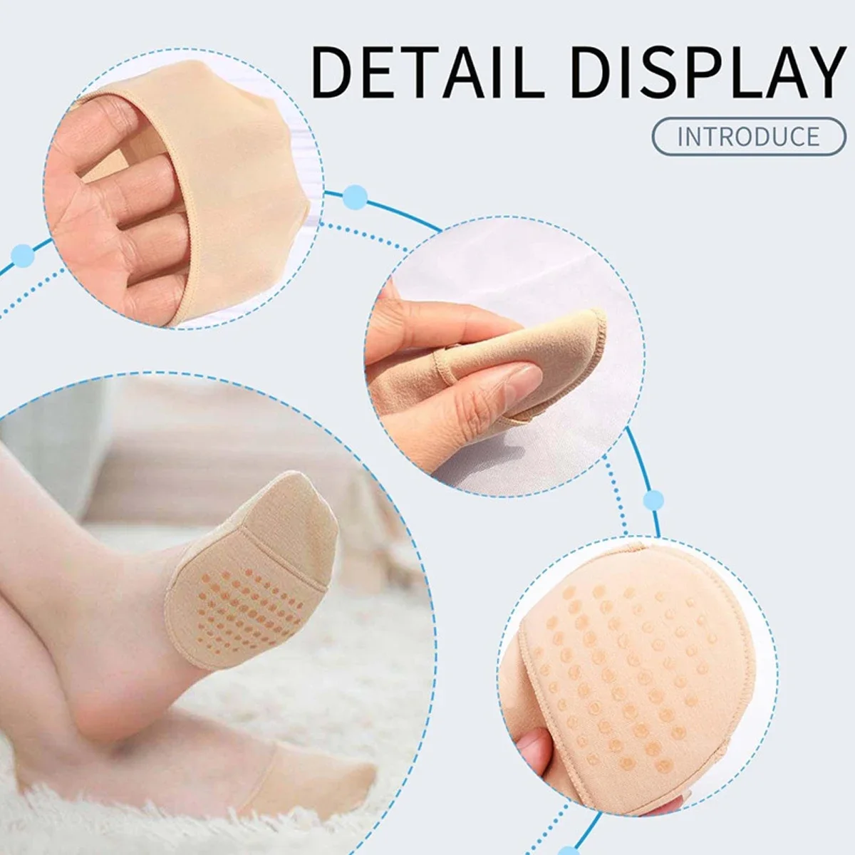 Silicon Half Feet Socks Soft Toe Socks Breathable Boat Sock High Heel Shoe Half Palm Foot Pad Soft Sponge Non Skid Half Sock image 4