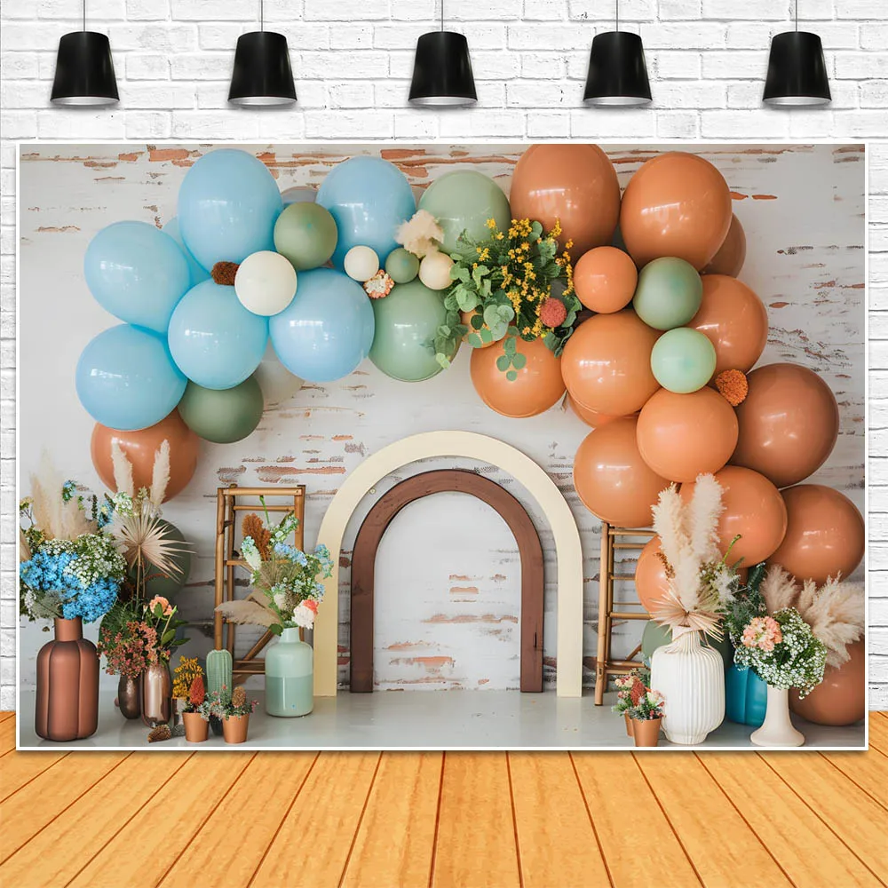 Mocsicka Bohemian Child Background for Photography Baby 1st Birthday Cake Smash Party Decor Pampas Grass Boho Rainbow Backdrops