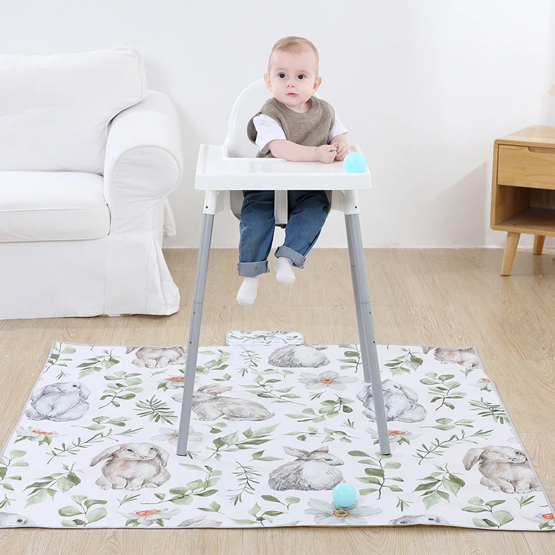 Splat Mat for Under High Chair Baby Washable Spill Mat Waterproof Anti-Slip Floor Splash Mat Portable Play Mat and Table Cloth