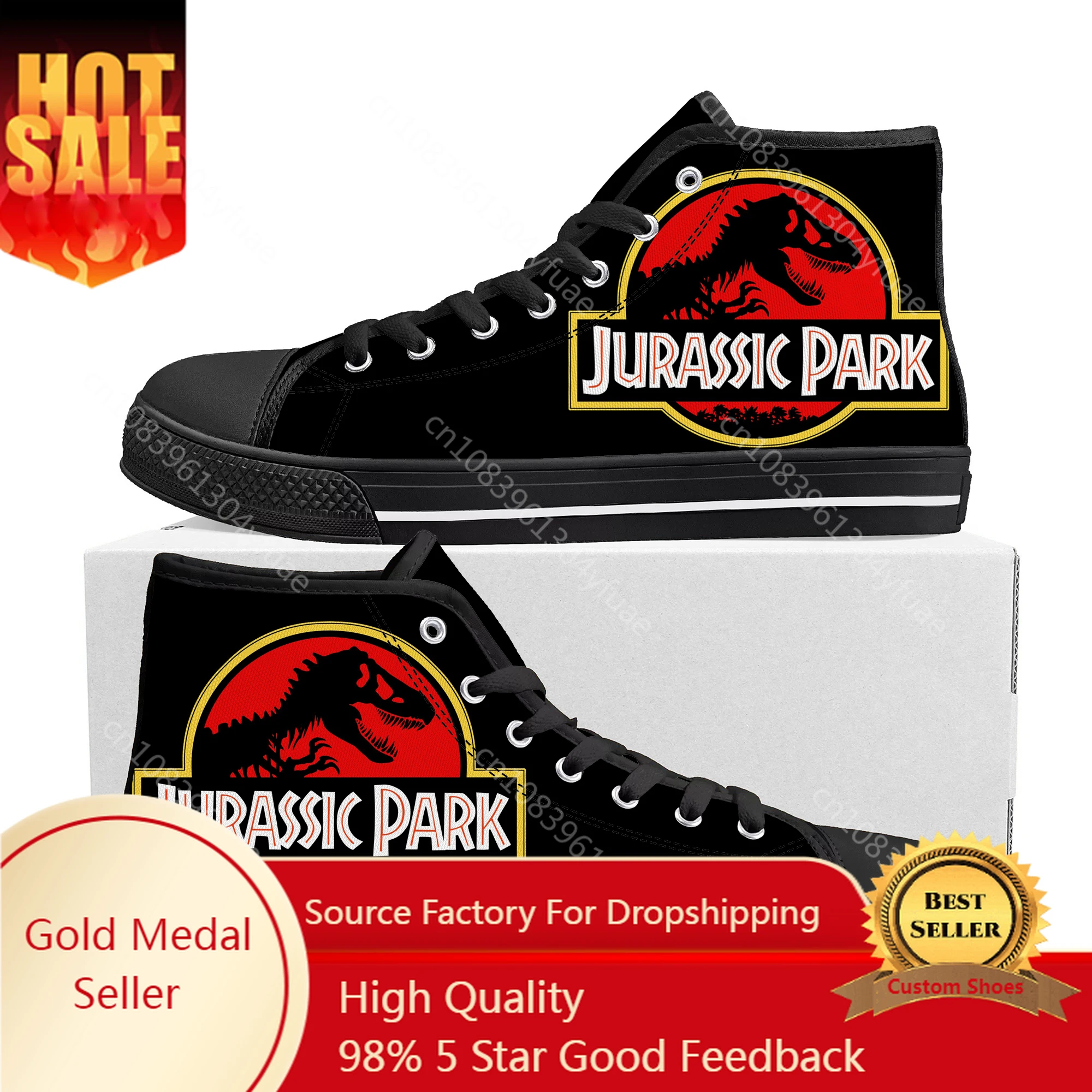 Jurassic Dinosaur World Park High Top Sneakers di alta qualità uomo donna adolescente tela Sneaker Casual coppia scarpe scarpe p