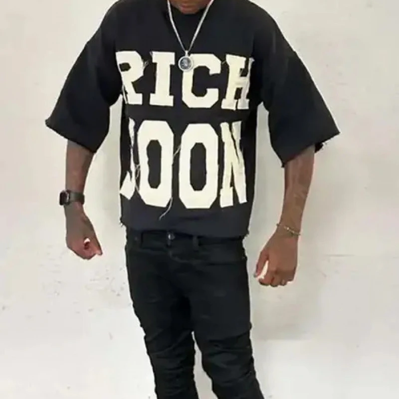 Camiseta de algodón para hombre RICHMOND de alta calidad Y2K de hip hop americano, novedad de verano, moda retro, ropa de calle para hombre y mujer