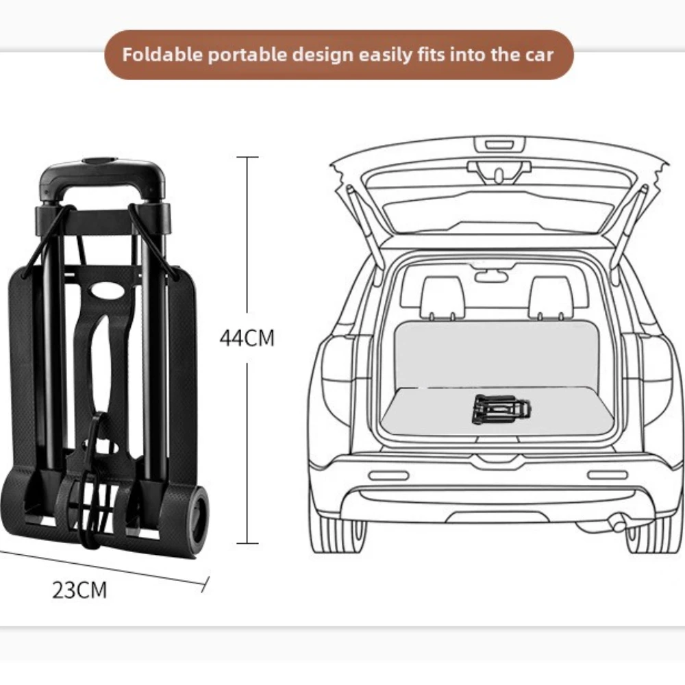 2-wheeled small truck with foldable pull rod, portable shopping cart, household grocery cart, small pull cart, luggage cart