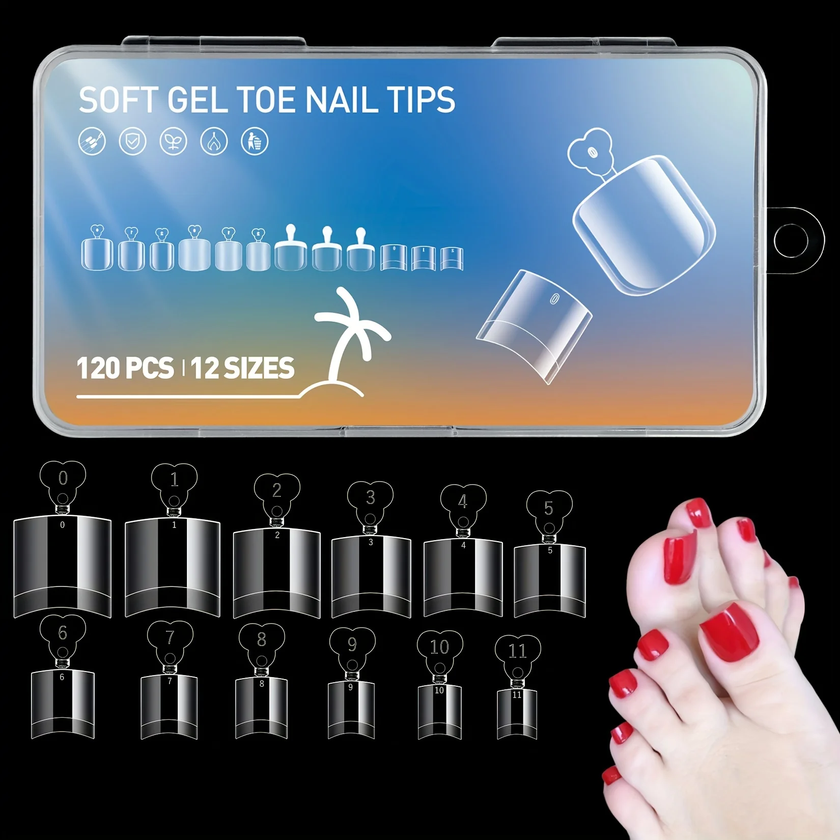 120Pcs Short Square Toe Nail Tips Half Cover Clear Soft Gel False Toenails Acrylic Press On Toenail For Nails Salon Home DIY