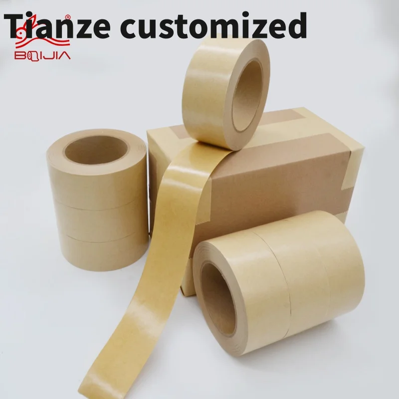 10 pieces.custom.Factory Custom Sealed Carton Packaging PE Self Adhesive Kraft Paper Tape