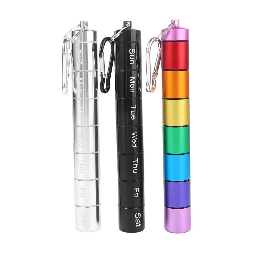 7 Days Keychain Strong Tightness Storage Container Vitamins Pill Box Weekly Pill Case Pill Dispenser Medicine Pill Box