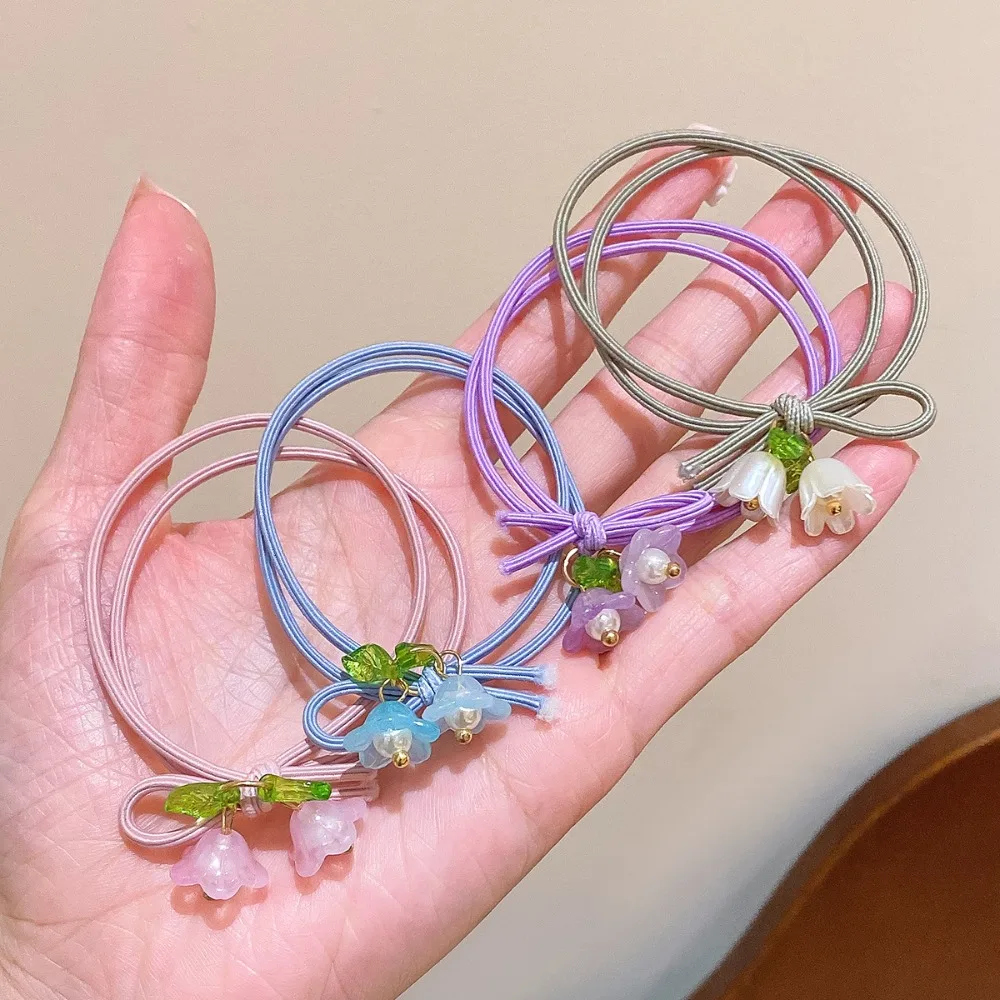 Colorful Flower Hair Tie Portable Hipster Atmosphere High Elasticity Rubber Bands Versatile Headrope Hair Accessories