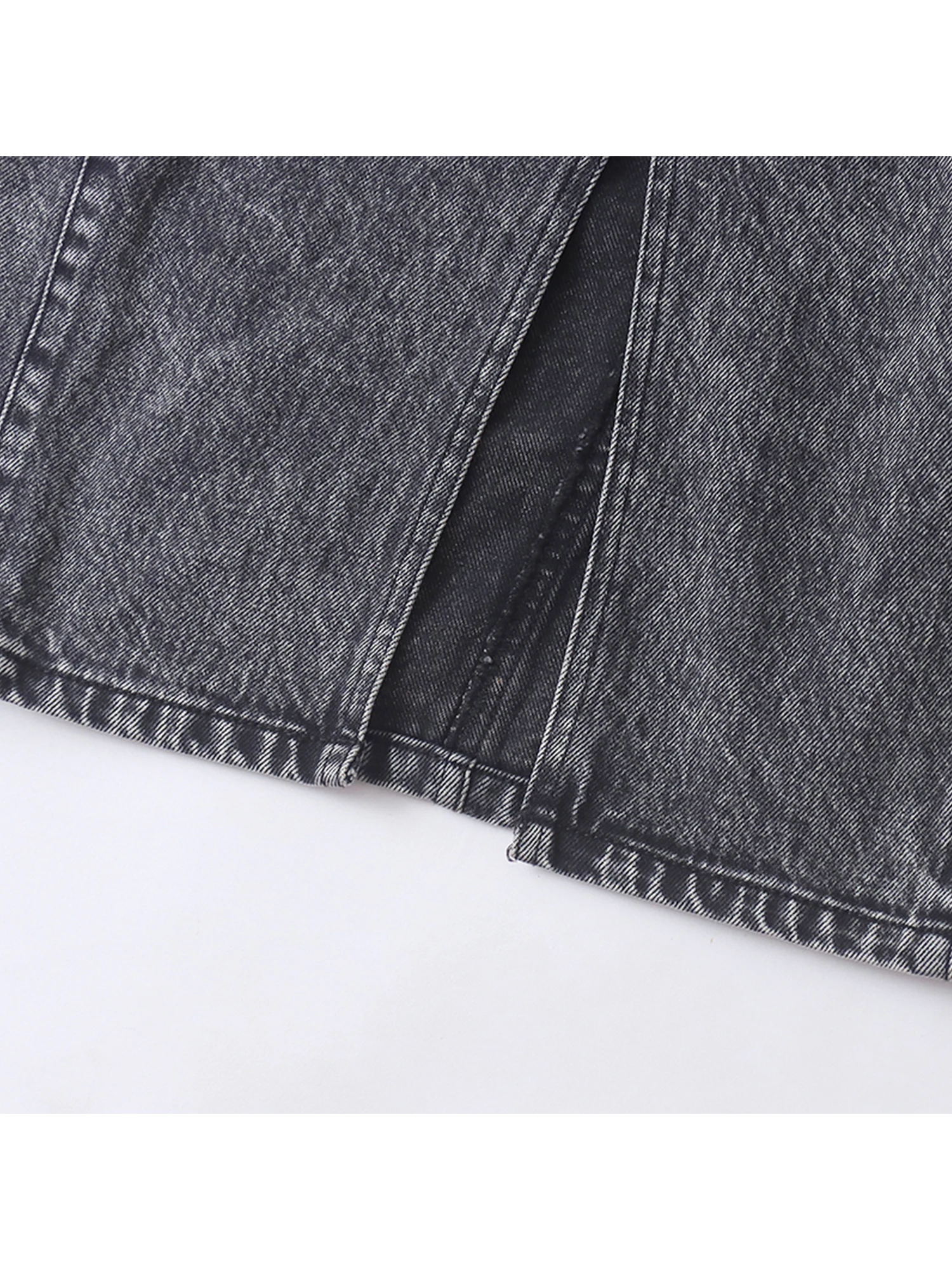 กระโปรงยีนส์ยาวสีเทาเข้มสไตล์วินเทจสำหรับผู้หญิง กระโปรงสไตล์ฮาราจูกุ Y2K เอวสูง กระโปรงคาวบอยผ่าข้าง เสื้อผ้าสไตล์ยุค 2000 สำหรับฤดูร้อน