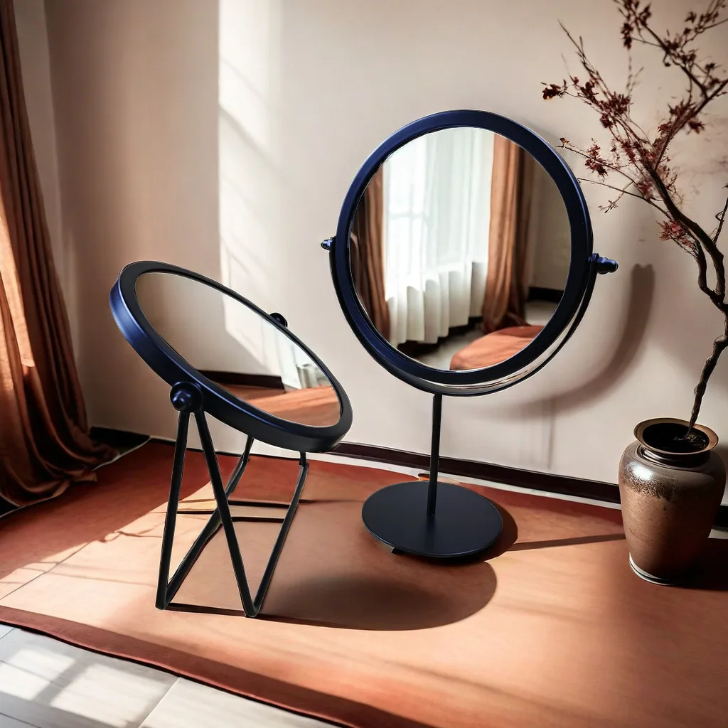 360 Degrees Rotate Iron Desktop Mirror Texture Ladies Makeup Mirror Creative Iron Mirror Strong Sense Of Style