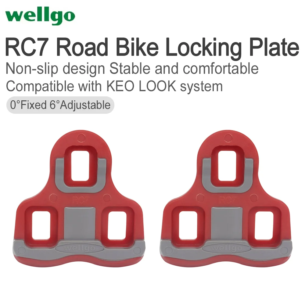 Wellgo-calas de Pedal para bicicleta de carretera, accesorios antideslizantes, ultraligeros, sistema KEO LOOK, 6/0 grados, RC7