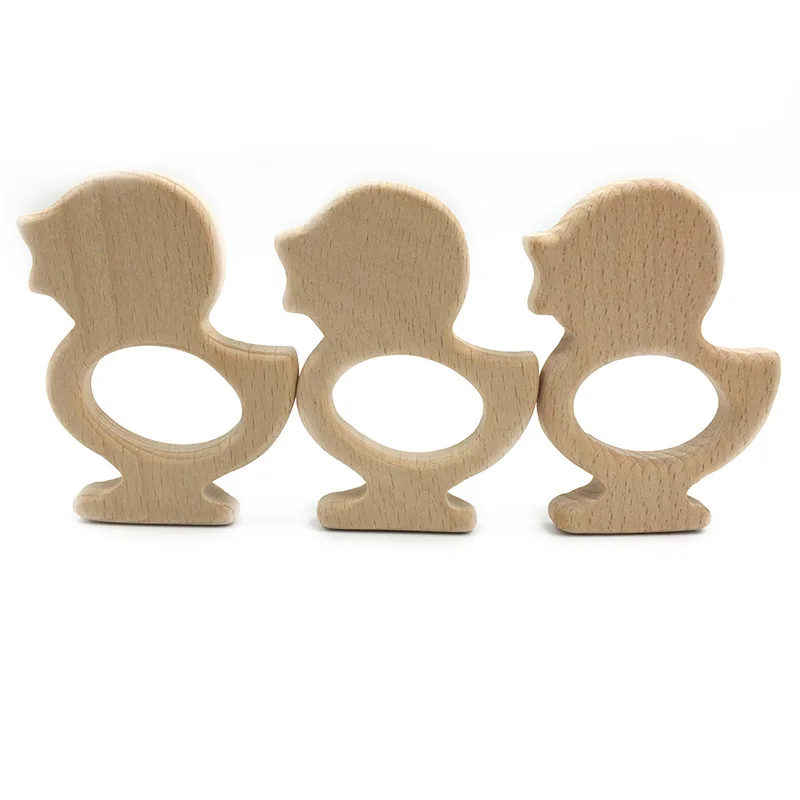 

10pcs Baby Wooden Braces Food Grade Beech Animal Duck Wooden Shape Pacifier Wooden Braces Newborn Toys