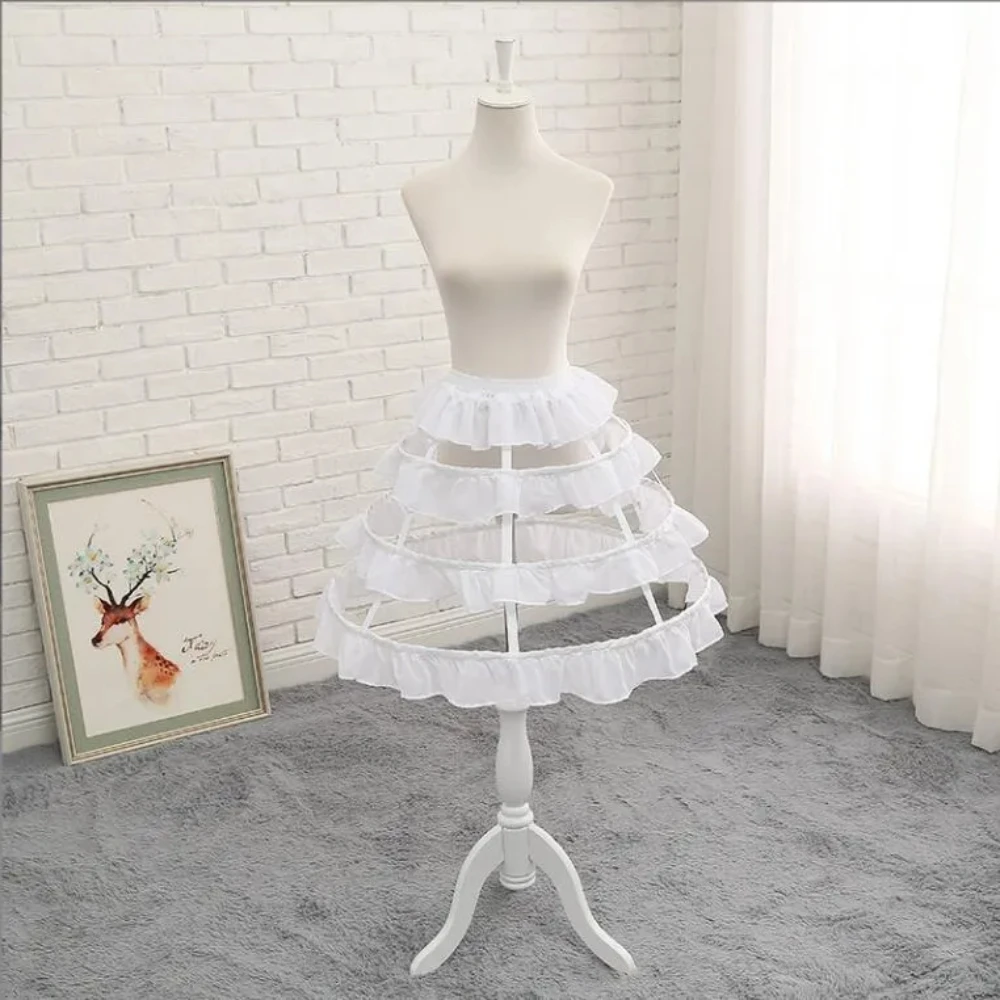 New Women 3 Hoops Pannier Petticoat Hollow Out Birdcage Skirt Wedding Bridal Ruffles Wide Waistband Crinoline Slip Underskirt image 3