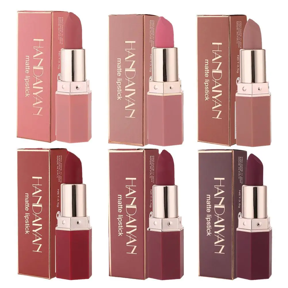 Lápiz labial mate de terciopelo, maquillaje de larga duración, resistente al agua, 6 colores