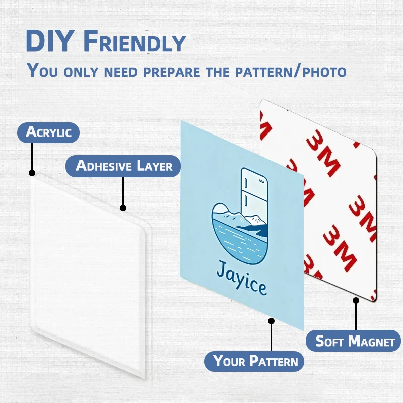 4/6 Pcs Premium Acrylic Fridge Magnet DIY Photo Kit 5mm Self Adhesive Blank Refrigerator Craft Supplies Transparency Making Set