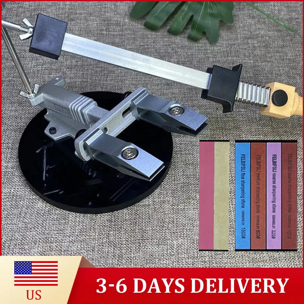 

Fixed Knife Sharpener with 3 Whetstones Knife Sharpening Kit Kitchen Grinding System Kitchen Knife Accessories