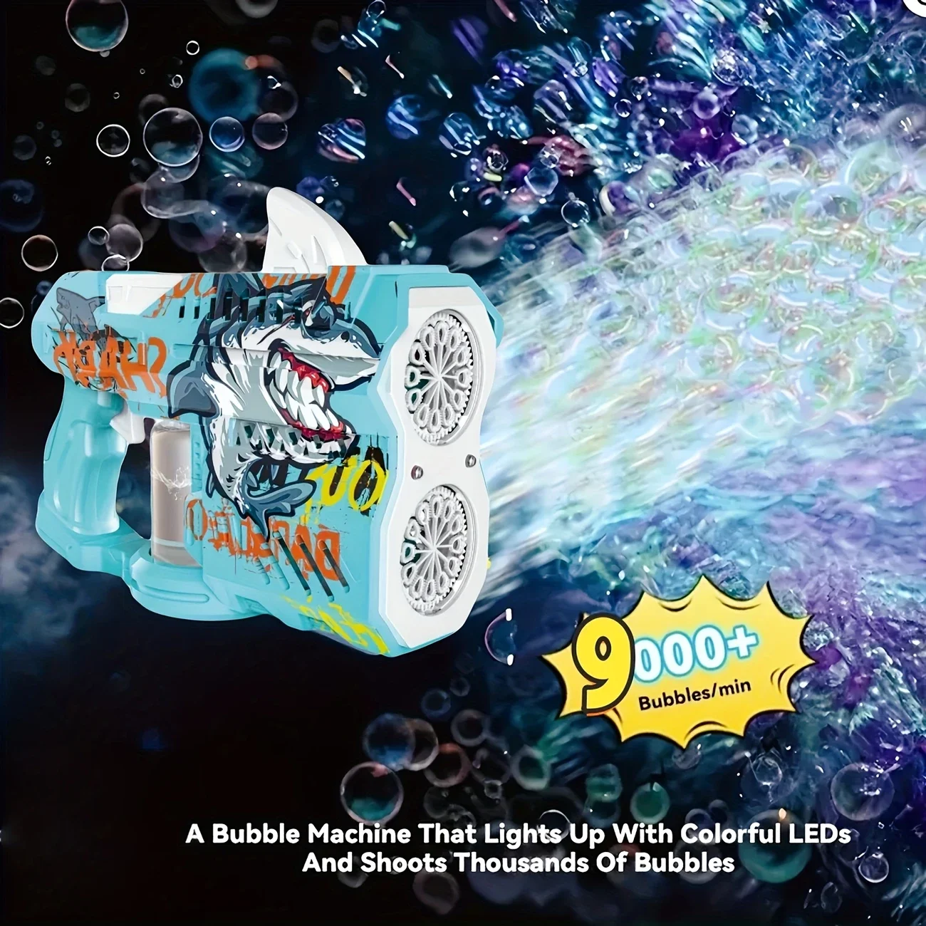 US New children's electric bubble gun with cool lighting, suitable for outdoor multiplayer games, weddings, beach pool parties i
