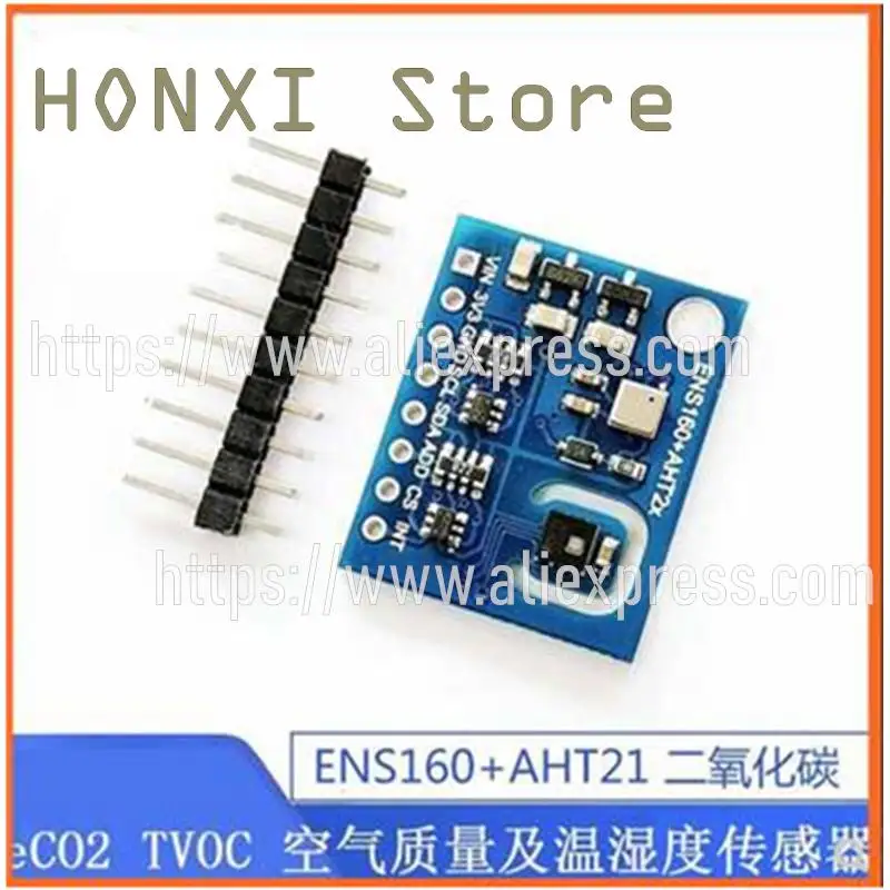 1PCS ENS160 + AHT21 carbon dioxide CO2 eCO2 TVOC air and temperature and humidity sensor module