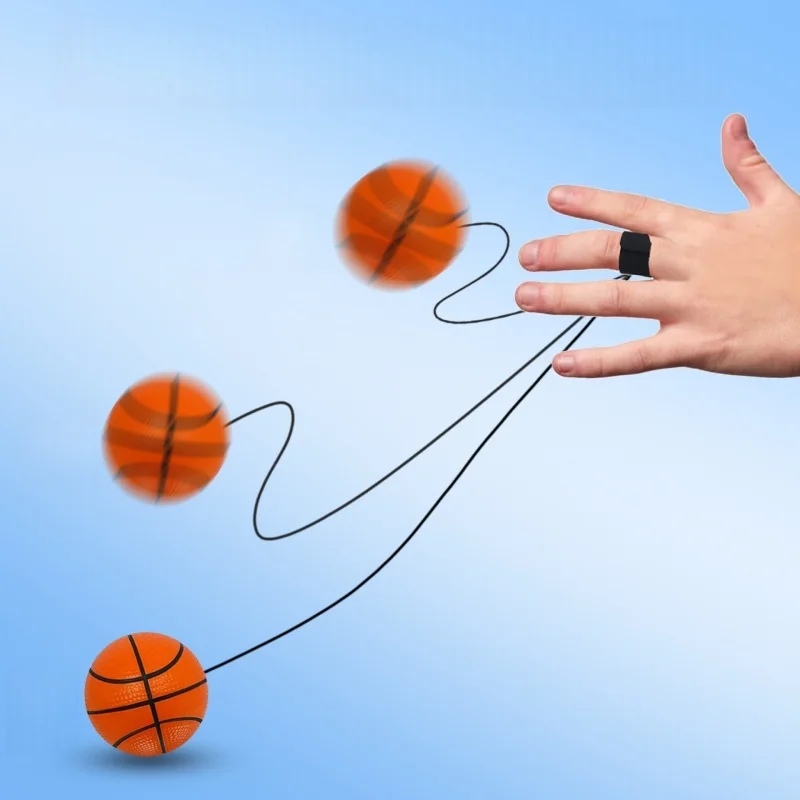 2PCS New Elastic Return Sponge Ball Nylon String Game Exercises Rubber Hand Ball Toys Finger Band Ball Outdoor Yoga Ball