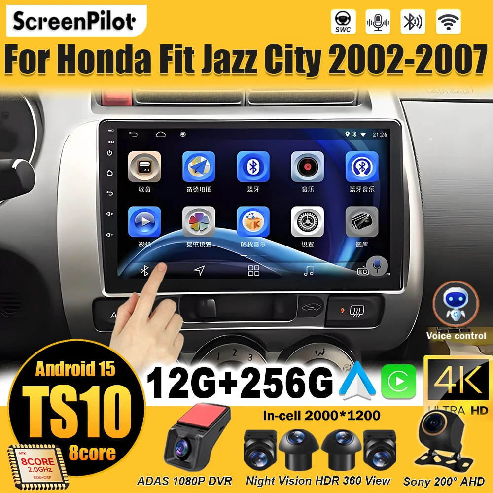 

Android 15 For Honda Fit Jazz City 2002 2003 2004 2005 2006 2007 Car Radio Wireless Android Auto Stereo Head Unit Touch Screen