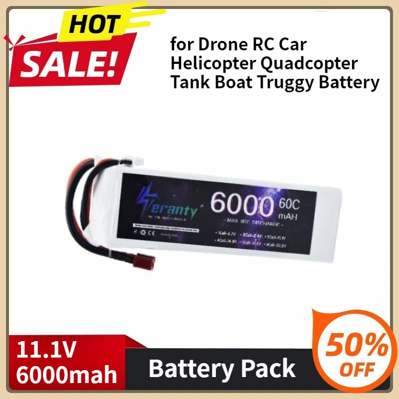 

New Lipo Battery for Drone RC Car Helicopter Quadcopter Tank Boat Truggy Battery with XT60 XT90 T EC5 Plug 3S 60C 11.1V 6000mAh