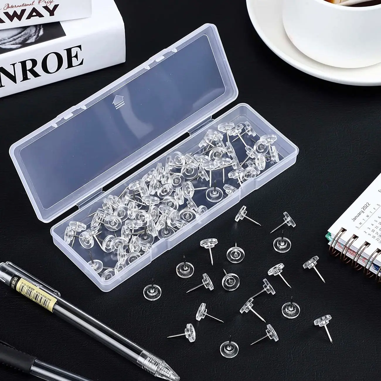 50 Pcs Clear Map Pins Multi-Purpose Flat Round Pins Decorative Thumbtacks Office Binding Pins Supplies