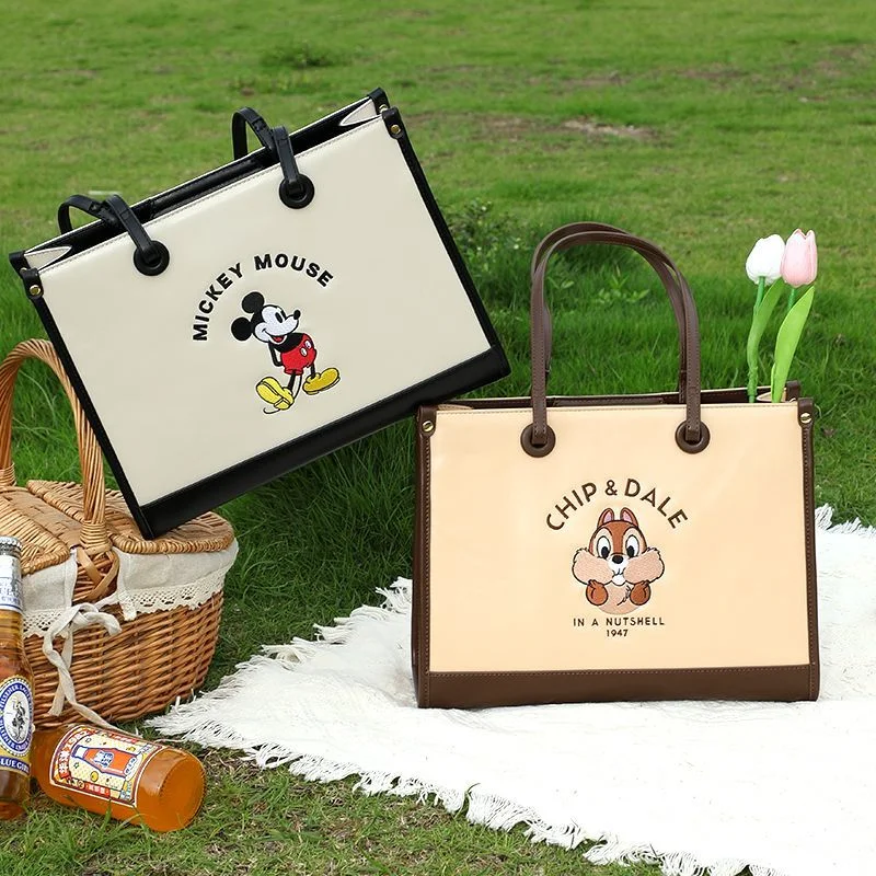 

Disney Fashion Cartoon Mickey Versatile Handbag, Women's Premium Light Luxury Large Capacity Storage Tote Small Square Bag