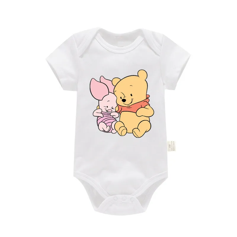 Pooh Bear Print Cartoon Cute Newborn Baby Rompers Disney Winnie the Pooh Baby Girl Clothes Cotton Casual Ropa Bebe 0-24M