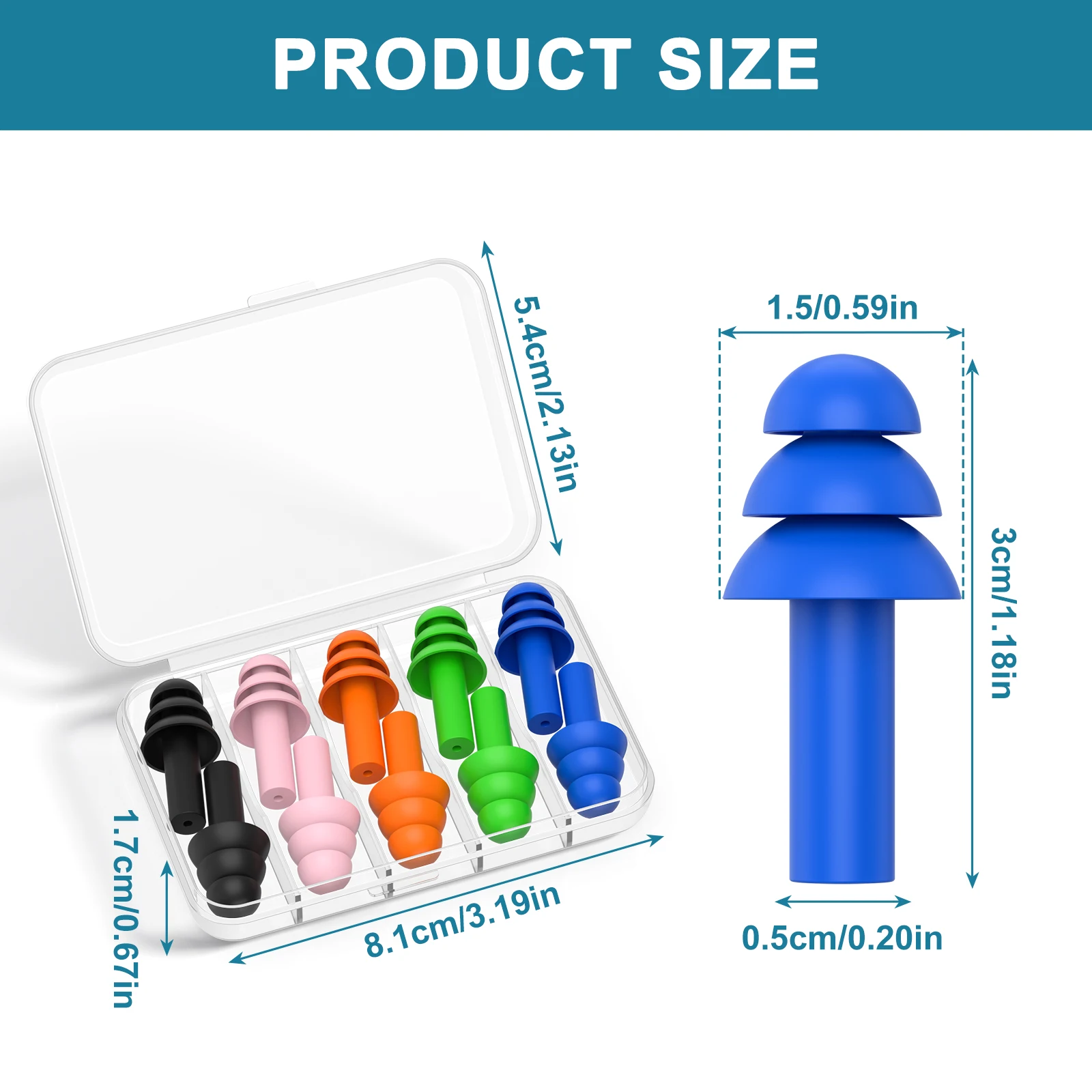 1-5 Pairs Soft Silicone Waterproof Earplugs Reusable Noise Reduction Ear Plugs For Swimming Sleeping Studying Protective Ear